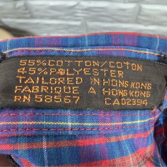 YVES SAINT LAURENT Vintage Men's Medium Plaid Button Down Cotton Blend Shirt - Picture 5 of 7